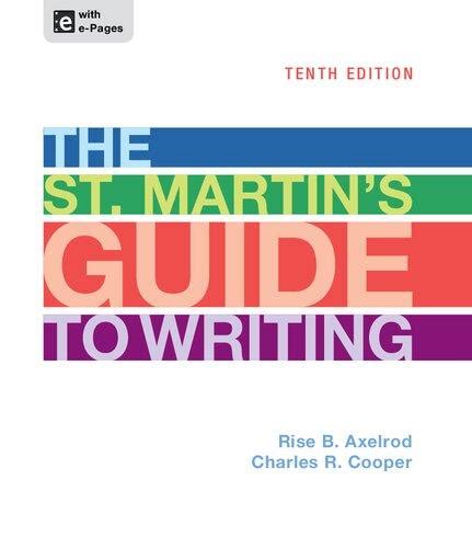 The st martins guide to writing short tenth edition. - Winckelmann. sein leben, seine werke und seine zeitgenossen: band ii. abteilung 1.