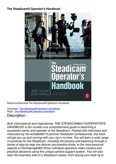 The steadicam operator handbook book download. - Treinta anos de hacer el metro.