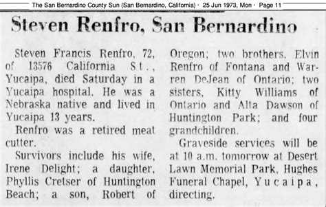 The sun san bernardino obituaries. Explore the The San Bernardino County Sun online newspaper archive. The San Bernardino County Sun was published in San Bernardino, California and with 1,350,050 searchable pages from 