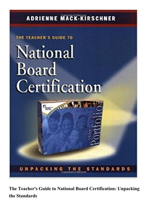 The teacher guide to national board certification unpacking. - Working papers and study guide college accounting.