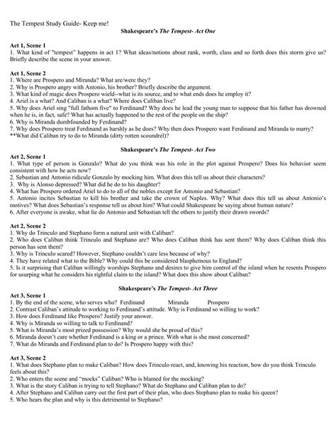 The tempest study guide questions answers. - Saint augustine in 50 pages the layman s quick guide to augustinianism.