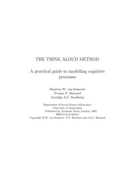 The think aloud method a practical guide to modelling cognitive. - Telegraph in administrativer und finanzieller hinsicht..