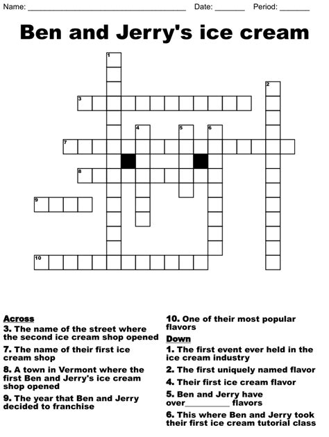 The Crossword Solver found 30 answers to "ben jerry f