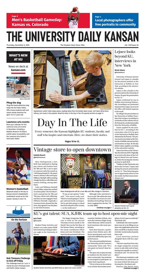 The university daily kansan. As a photographer for the University Daily Kansan, following the team into another postseason is the highlight of her final semester. “The way that players look at March Madness as their last ... 