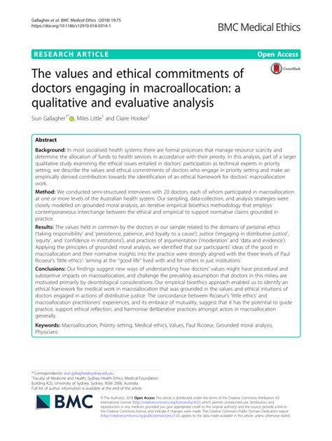 The values and ethical commitments of doctors engaging in ...