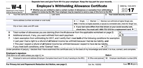 Form W-4 Department of the Treasury Internal Revenue Service Employee