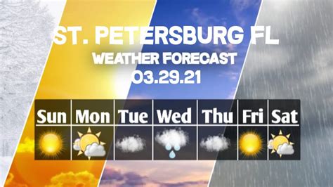 Saint Petersburg FL: Enter Your "City, ST" or zip code : NWS Point Forecast: Saint Petersburg FL 27.75°N 82.64°W: Mobile Weather Information | En Español Last Update: 4:55 am EDT Mar 10, 2024 Forecast Valid: 6am EDT Mar 10, 2024-6pm EDT Mar 16, 2024: Today Chance Showers. 