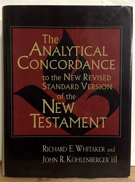 Download The Analytical Concordance To The New Revised Standard Version Of The New Testament By Richard E Whitaker