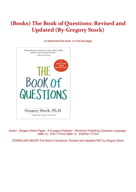 Read Online The Book Of Questions Revised And Updated By Gregory Stock