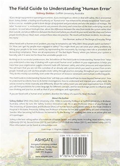 Full Download The Field Guide To Understanding Human Error By Sidney Dekker