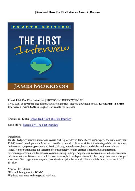 Download The First Interview By James R Morrison