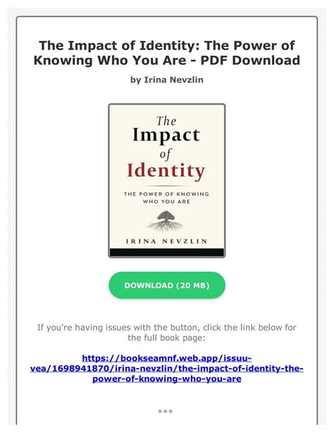 Download The Impact Of Identity The Power Of Knowing Who You Are By Irina Nevzlin