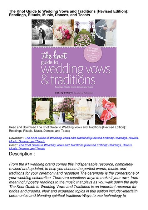 Full Download The Knot Guide To Wedding Vows And Traditions Revised Edition Readings Rituals Music Dances And Toasts By Carley Roney