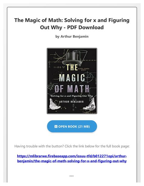 Read Online The Magic Of Math Solving For X And Figuring Out Why By Arthur T Benjamin