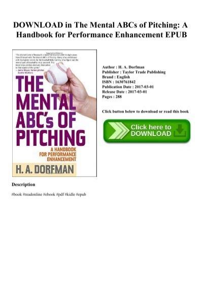 Read The Mental Abcs Of Pitching A Handbook For Performance Enhancement By Ha Dorfman