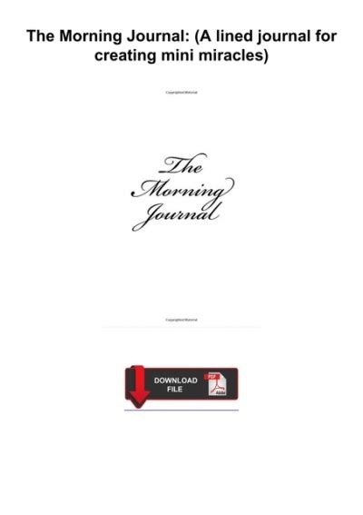 Download The Morning Journal A Lined Journal For Creating Mini Miracles By Not A Book