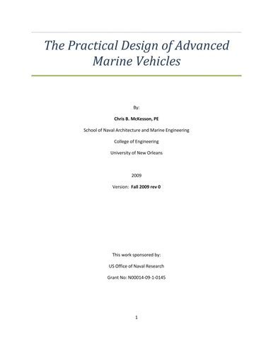 Read The Practical Design Of Advanced Marine Vehicles By Chris B Mckesson