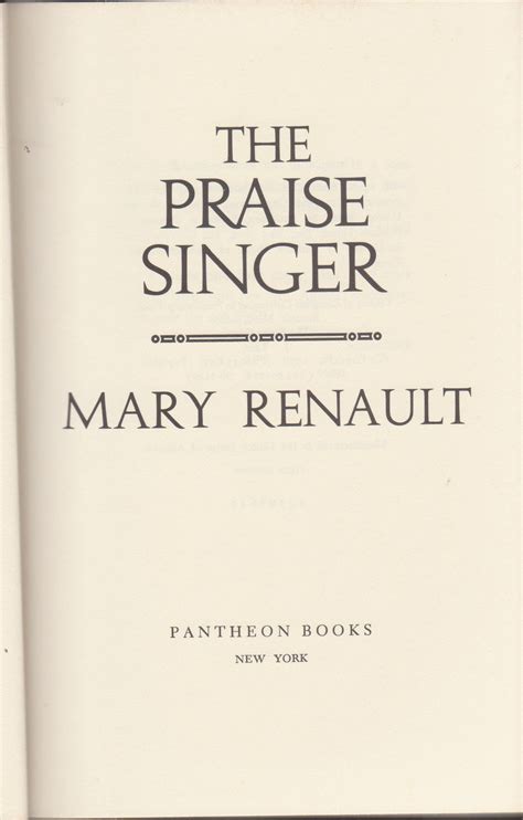 Read Online The Praise Singer By Mary Renault