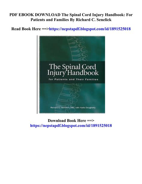 Download The Spinal Cord Injury Handbook For Patients And Families By Richard C Senelick
