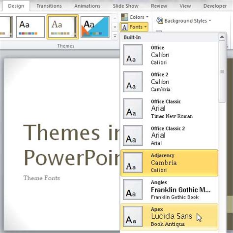 Theme Fonts in PowerPoint 2007 and 2010 PowerPoint Tutorials