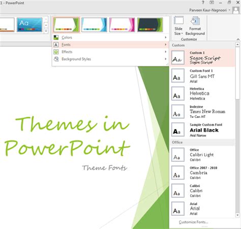 Theme Fonts in PowerPoint 2013