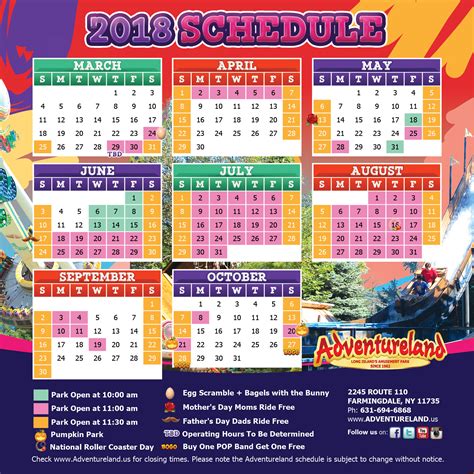 Theme Park Schedule