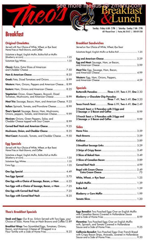 Theo S Menu With Prices