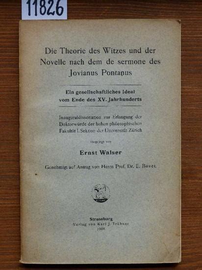 Theorie des witzes und der novelle nach dem de sermone des jovianus pontanus. - A handlist of rhetorical terms a guide for students of.