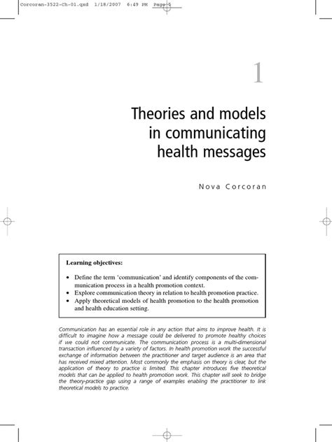 Theories and models in communicating health messages