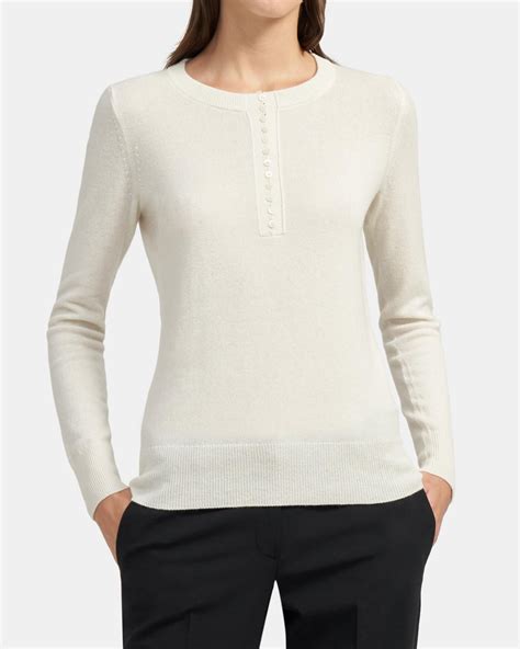 Theory Cashmere Henley Sweater In Wild Lilac ModeSens