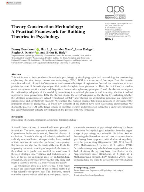 Theory Construction Methodology A Practical Framework for Building