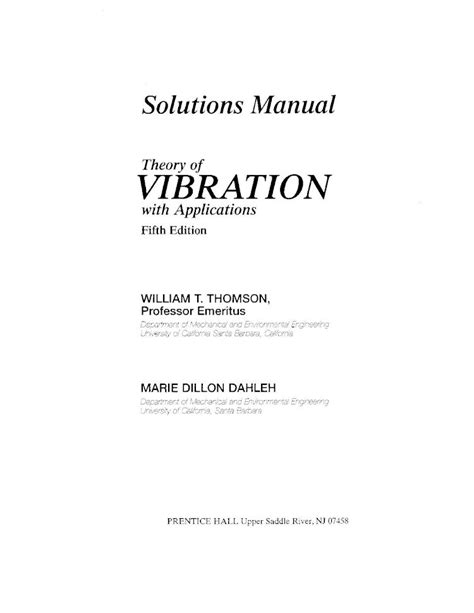 Theory of vibrations with applications solutions manual. - Guía de estudio para por karen pettingell.