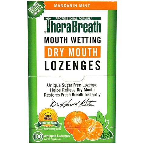 TheraBreath, Dry Mouth Lozenges、マンダリンミント、個別包 …