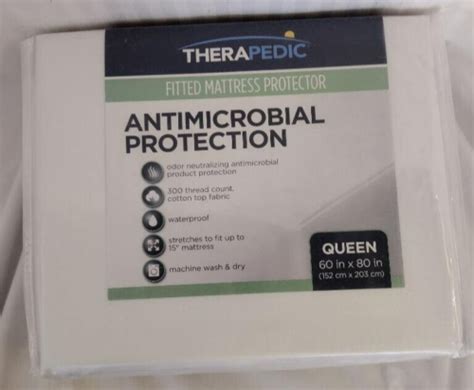 Therapedic Antimicrobial Waterproof Queen Mattress Protector …