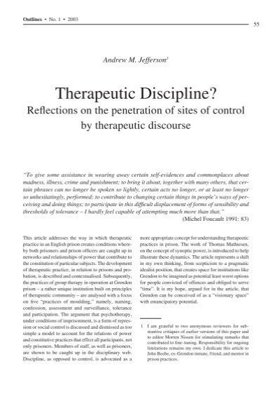 Therapeutic Discipline?