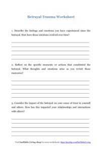 Therapeutic Separation Worksheet Betrayal Trauma Supp