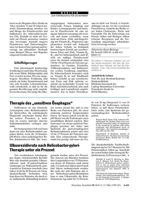 Therapie des „sensitiven Ösophagus“ - Deutsches Ärzteblatt