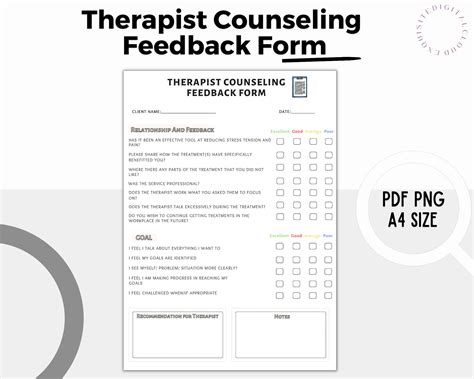 Therapist Feedback Form Counseling Forms Client Forms Etsy Australia