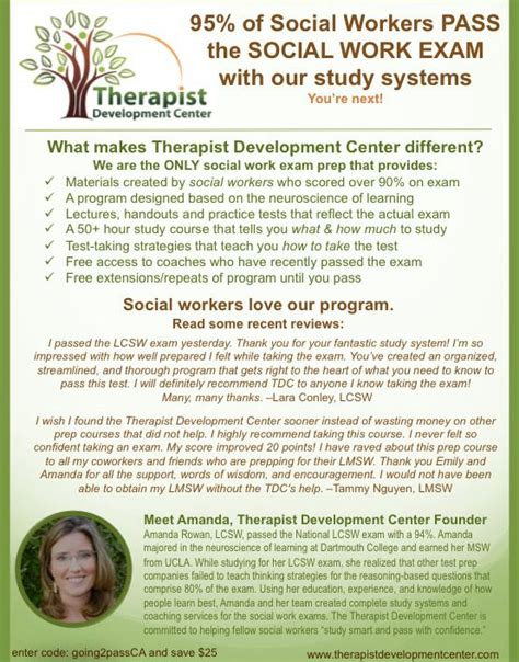 Therapist development center coupon code. Maria Denardo is a Licensed Marriage and Family Therapist in Los Angeles, California. Maria passed her MFT law and ethics exam and MFT clinical exam on the first attempt using TDC's ... Amanda Rowan is a Licensed Clinical Social Worker and the founder and CEO of the Therapist Development Center. Since 2008, Amanda and her team have helped ... 