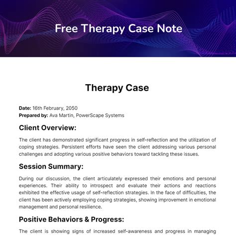 Therapy Case Notes Example