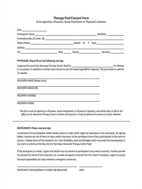 Therapy Consent Form Example
