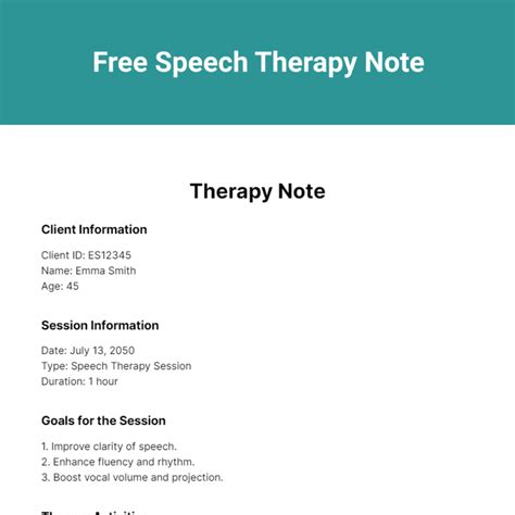 Therapy Speech Note Documentation