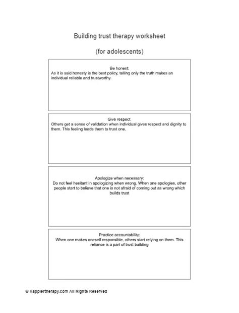 Therapy Worksheets Therapist Aid - Trust Company Worksheet