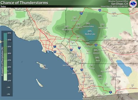 There's a chance of thunderstorms in these San Diego areas
