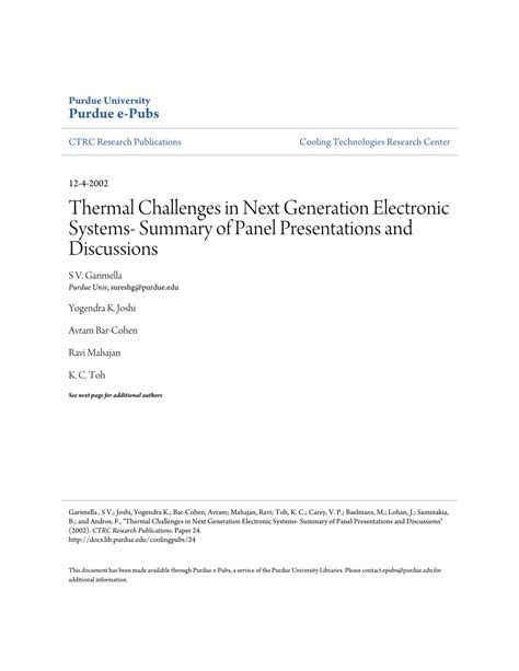 Thermal Challanges In Next Generation Electronic Systems