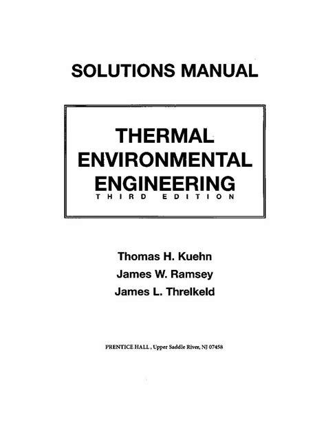 Thermal Environmental Engineering Solution Manual Pdf