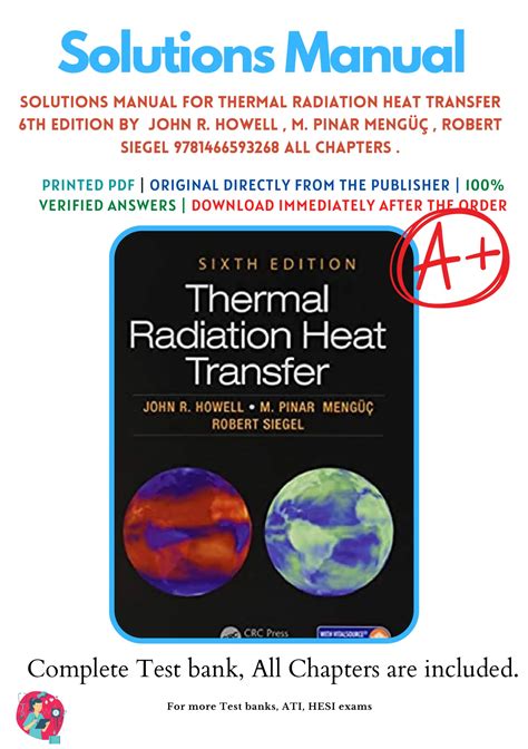 Thermal radiation heat transfer siegel solutions manual. - Die steuer- und bilanzrechtliche behandlung von software.