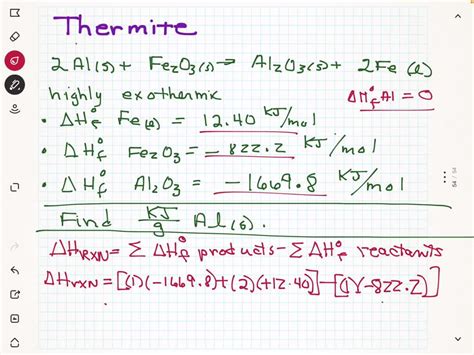 Thermite reaction beween zinc and iron (II, III) oxide