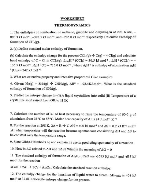 Thermodynamics worksheet pdf.  Reinforce your understanding of Third Law of T...