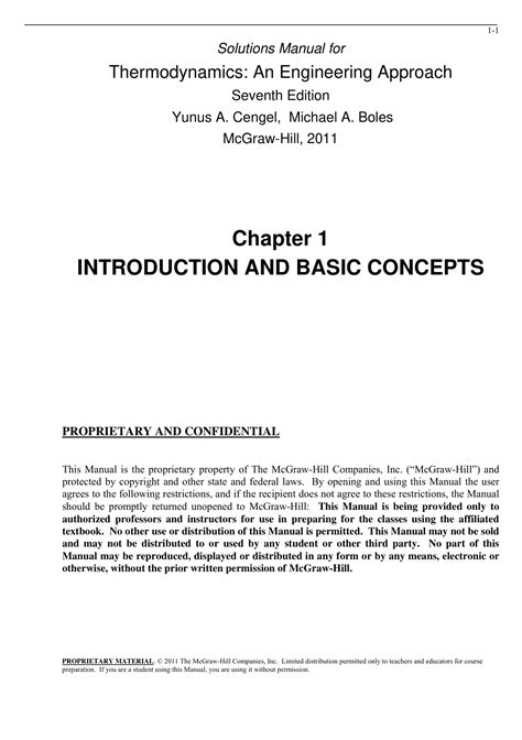 Thermodynamics_ an engineering approach solution manual.  Boles McGraw-Hill, 2011 Chapter 1 ...